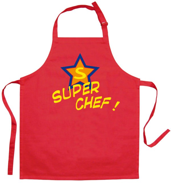 Tablier de cuisine enfant Super Chef recyclé Rouge 52 x 63 Tabliers La Vallée du blanc