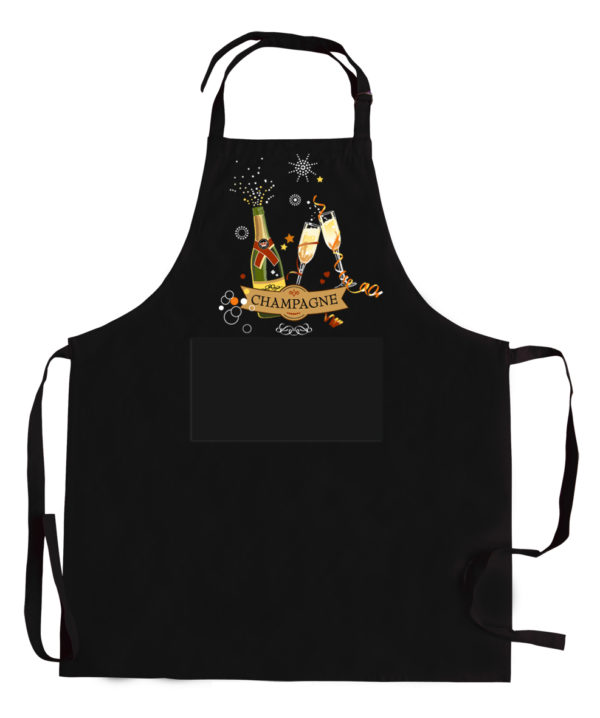 Tablier de cuisine Champagne recyclé Noir 72 x 90 Tabliers La Vallée du blanc