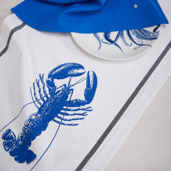 Torchon Homard Bleu mécano Blanc 50 x 70 Torchons La Vallée du blanc