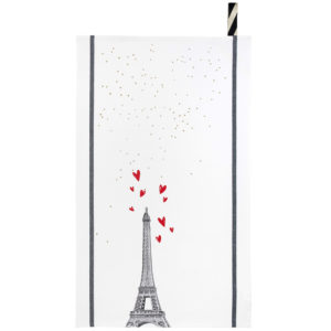 Torchon Eiffel Coeurs Blanc 50 x 70 Torchons La Vallée du blanc