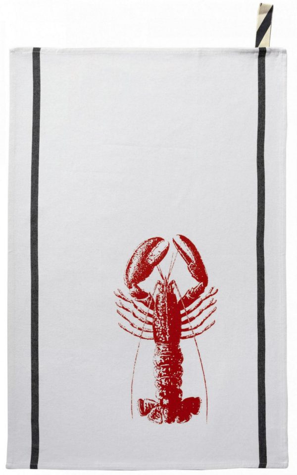 Torchon Homard Rouge Corail Blanc 50 x 70 Torchons La Vallée du blanc
