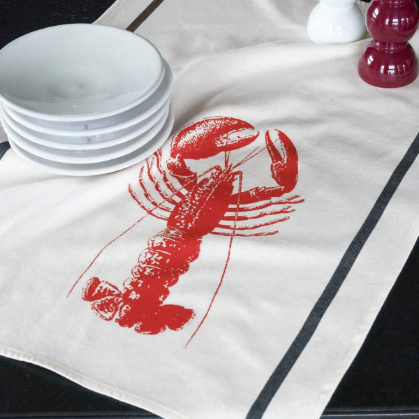 Torchon Homard Rouge Corail Blanc 50 x 70 Torchons La Vallée du blanc