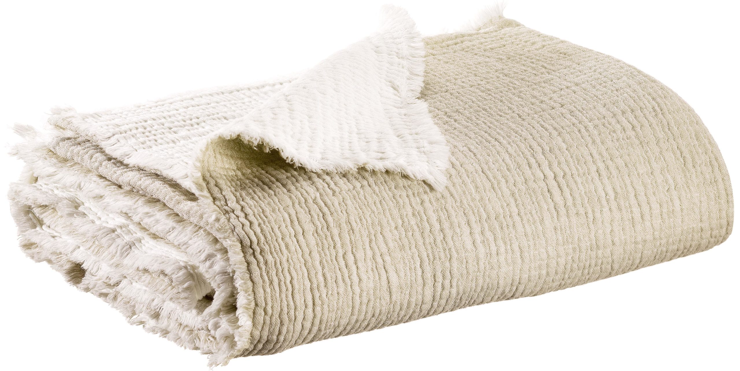 Jeté Emilio Naturel 180×260 coton recyclé La Vallée du blanc Jeté Emilio Naturel 180×260 coton recyclé Jetés de lit La Vallée du blanc