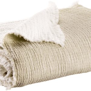 Jeté Emilio Naturel 240×260 coton recyclé Jetés de lit La Vallée du blanc