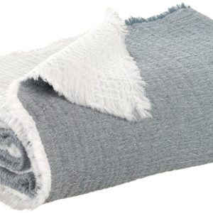 Jeté Emilio Pacific 260×260 coton recyclé Jetés de lit La Vallée du blanc