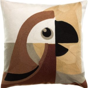Coussin brodé Loro Naturel 45 x 45 La Vallée du blanc Coussin brodé Loro Naturel 45 x 45 Coussins La Vallée du blanc