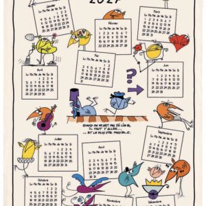 Torchon Shadoks Calendrier 2027 Ecru 48 x 72 Torchons La Vallée du blanc