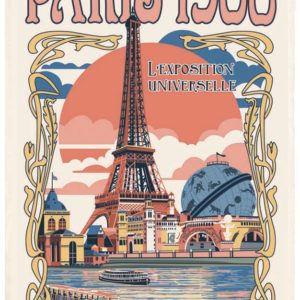 Torchon Paris Expo universelle Ecru 48 x 72 Torchons La Vallée du blanc