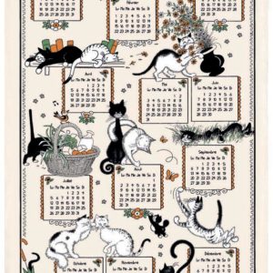 Torchon Dubout Ribambelle chats calendrier 2027 Ecru 48 x 72 Torchons La Vallée du blanc