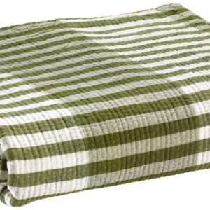 Jeté Calista Olive 260×260 coton Vivaraise Jetés de lit La Vallée du blanc