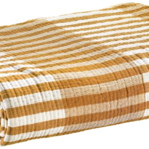 Jeté Calista Safran 180×260 coton jacquard Jetés de lit La Vallée du blanc